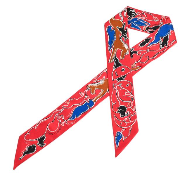 エルメス ツイリー スカーフ シルク レッド ユニセックス 未使用品  