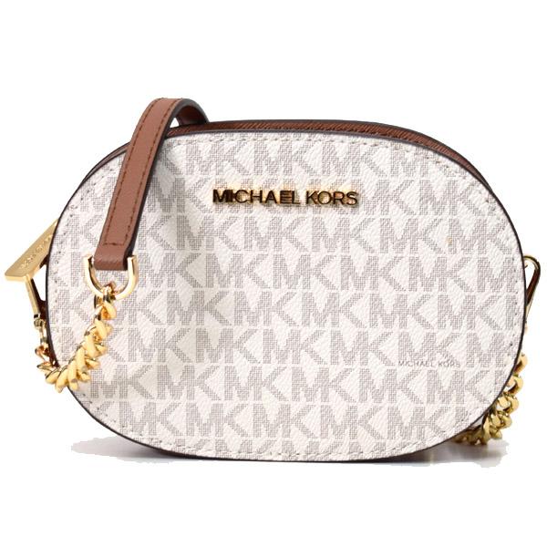 マイケルコース バッグ MICHAEL KORS コーティングキャンバス ジェット セット トラベル モノグラム スモール ロゴ コンバーチブル チェーン クロスボディ 丸型 2way クラッチ ショルダーバッグ バニラホワイト 35S1GTVC1B