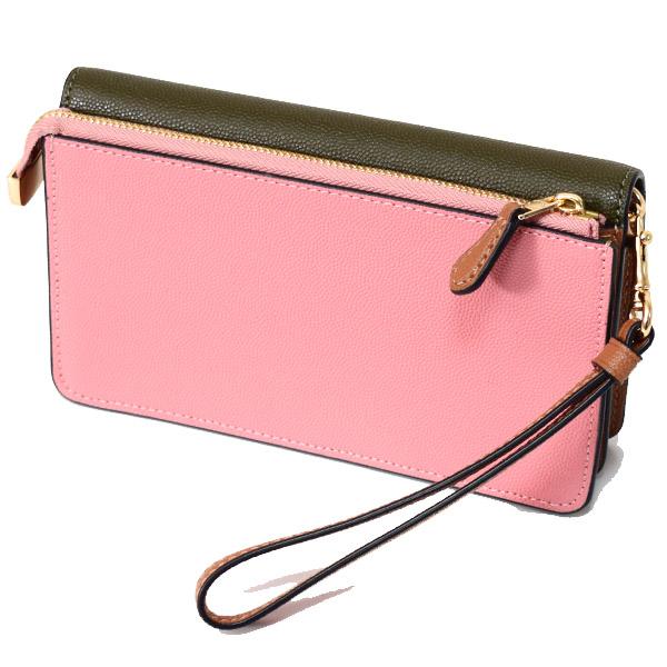 コーチ 財布 COACH グレインレザー カラーブロック フォルドオーバー リストレット スマホ フォン ウォレット 二つ折り 財布 キャンティーンマルチ 91038_1