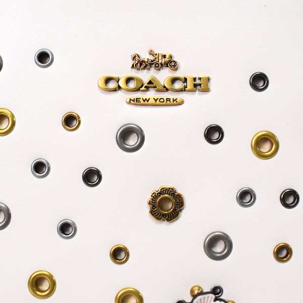 コーチ バッグ COACH カーフレザー スキャター リベット 花柄 フラワー フローラル アップリケ パンチング ラージ チャーリー ポーチ リ