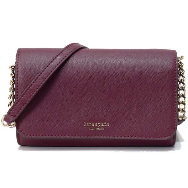 ケイトスペード バッグ katespade サフィアーノレザー キャメロン スモール フラップ クロスボディ 2way クラッチ 斜めがけ ウォレット ショルダーバッグ チェリーウッド WLRU5433の通販は