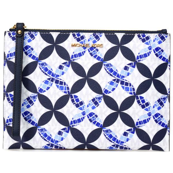 マイケルコース バッグ MICHAEL KORS コーティングキャンバス イスタンブール ジェット セット トラベル XL リストレット ジップ ポーチ クラッチバッグ ブライトホワイト 35T0GUUW4V