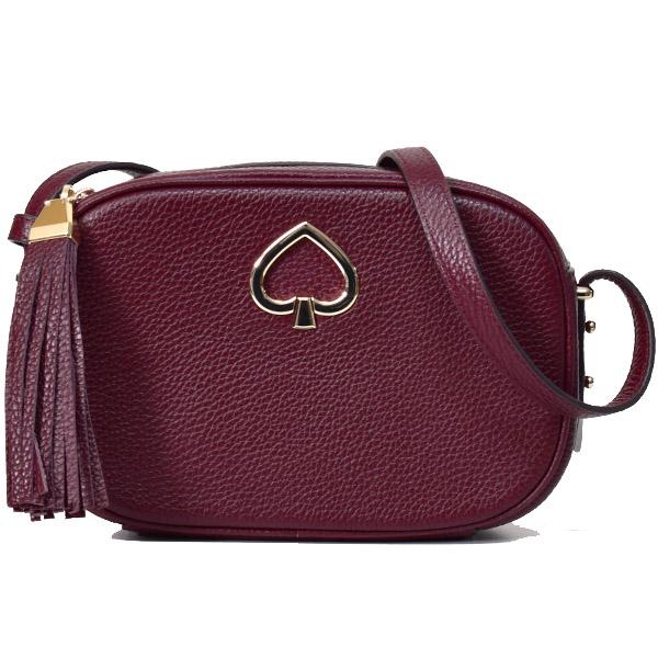 ケイトスペード バッグ katespade ぺブルレザー コートニー タッセル カメラバッグ クロスボディー 2WAY 斜めがけ ショルダー クラッチバッグ チェリーウッド WKRU6817