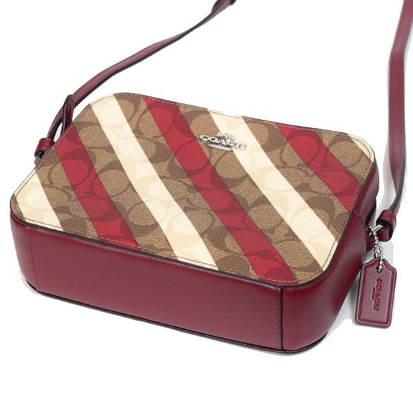 コーチ バッグ COACH コーティングキャンバス スムースレザー シグネチャー ダイアグナル ストライプ プリント ミニ カメラバッグ クロスボディ 斜め掛け ショルダーバッグ カーキマルチ coach1387_2