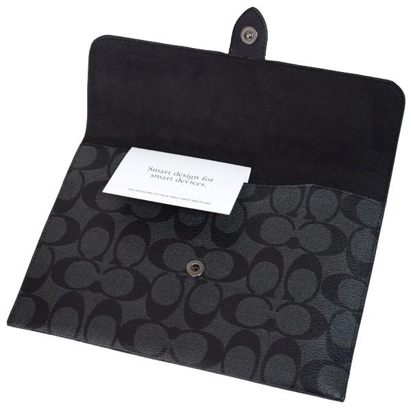 コーチ 小物 COACH コーティングキャンバス カーフレザー シグネチャー ミニ タブレット スリーブ iPad iPhone スマホ テック ケース チャコール coach2024