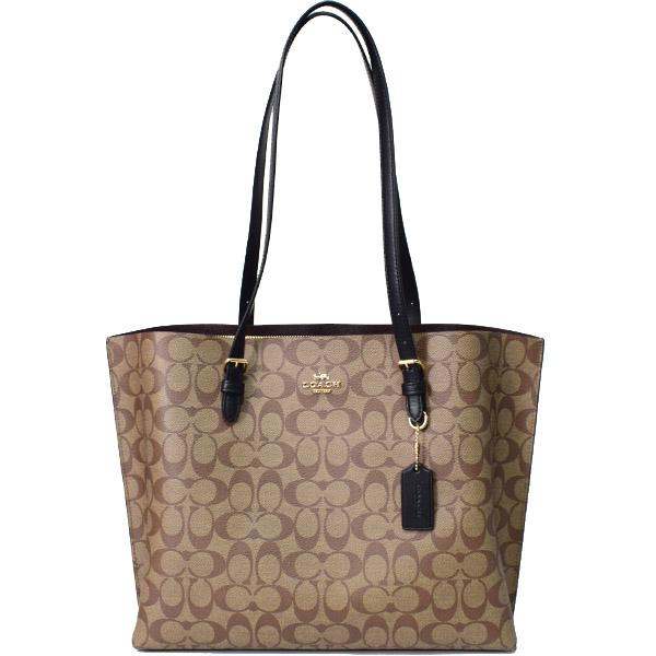 コーチ バッグ COACH コーティングキャンバス スムースレザー シグネチャー シティ トートバッグ ブラウン×ブラック coach5696 コーチ バッグ COACH コーティングキャンバス スムースレザー