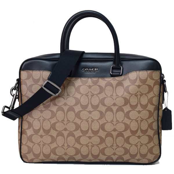 コーチ メンズバッグ COACH コーティングキャンバス カーフレザー シグネチャー ベケット コンパクト 2WAY ビジネス ブリーフケース ショの通販は