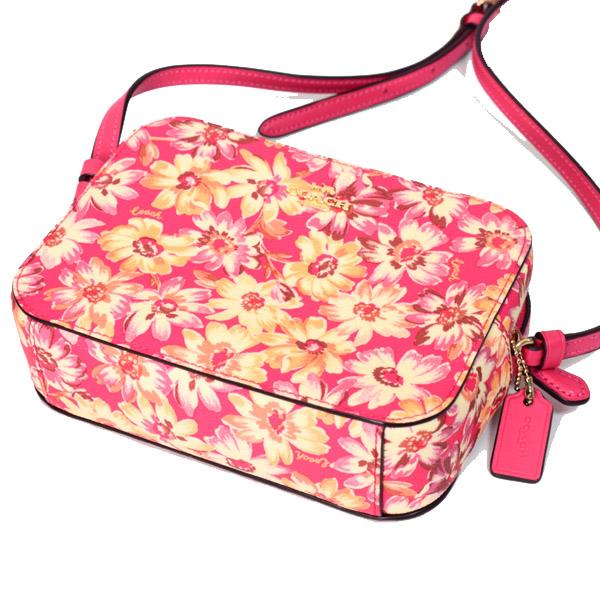 コーチ バッグ COACH コーティングキャンバス スムースレザー ヴィンテージ デイジー 花柄 フラワー フローラル スクリプト プリント ミニ カメラバッグ クロスボディ ショルダーバッグ ピンクマルチカラー coach3572_2