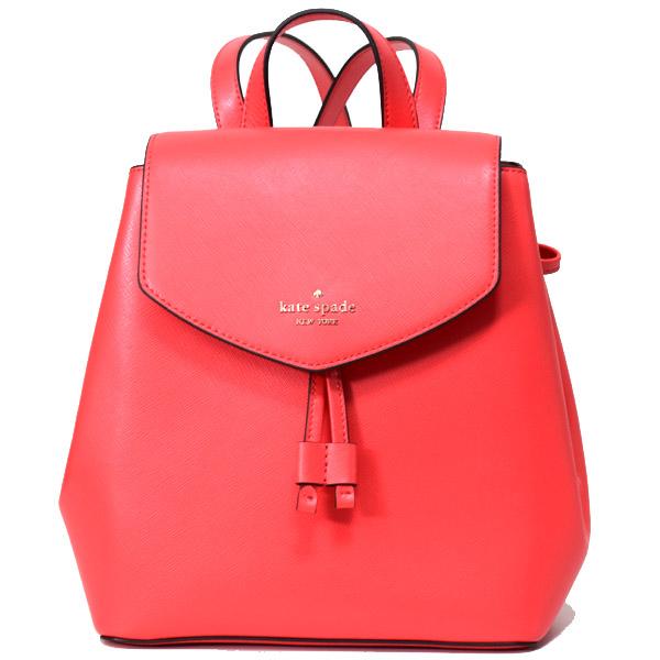 ケイトスペード バッグ katespade サフィアーノレザー リジー ロゴ ミディアム フラップ バックパック リュックサック コーラルピンク WKR00345