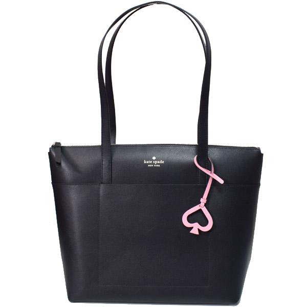 ケイトスペード バッグ katespade グレインレザー パトリス ロゴ スペード バッグチャーム付き ショルダー トートバッグ ブラック WKRU6671