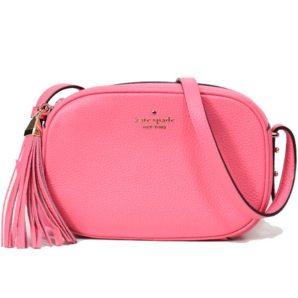 ケイトスペード バッグ katespade ぺブルレザー コートニー ロゴ タッセル カメラバッグ クロスボディ 2WAY 斜めがけ ショルダー クラッチバッグ ガーデンピンク WKR00516