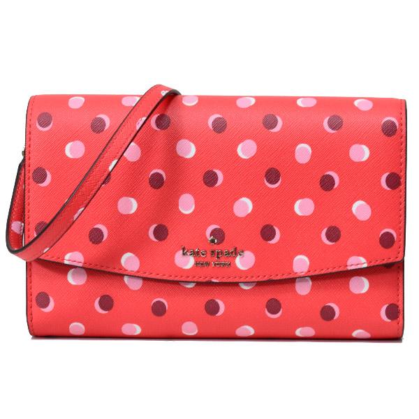 ケイトスペード バッグ katespade サフィアーノPVC ローレル ウェイ フィエスタ ドット 水玉 ウィニー クロスボディ 2WAY 斜め掛け ショルダー クラッチバッグ デジタルレッド WLR00326