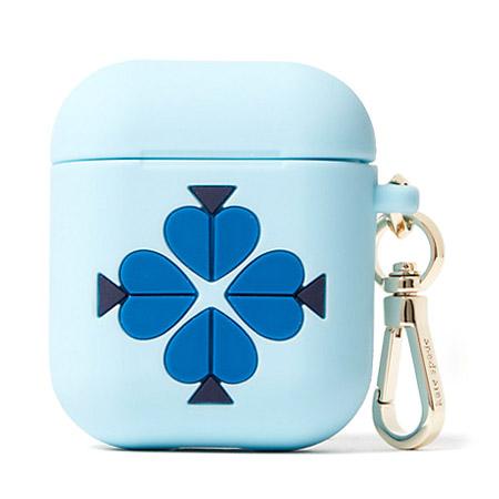 ケイトスペード airpods エアーポッズケース katespade シリコン スペード フラワー 花柄 フローラル クリップ ケース ブルーマルチ 8AR00174