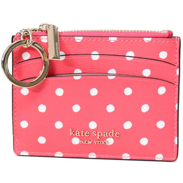 ケイトスペード ケース katespade PVC スペンサー ドット 水玉 キーリング付き ジップ ケース 小銭入れ カードホルダー ピーチメルバマルチ PWR00316