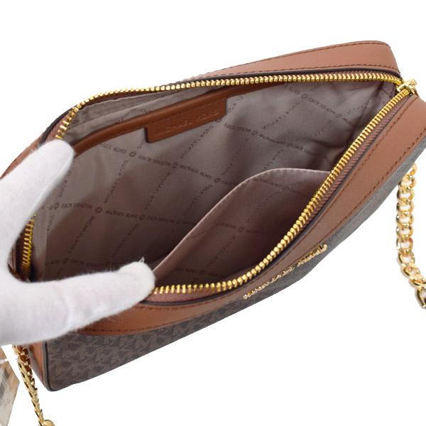 マイケルコース バッグ MICHAEL KORS コーティング レザー モノグラム 斜めがけ ショルダー クロスボディー チェーン バッグ ブラウン 35F8GTTC3B_3