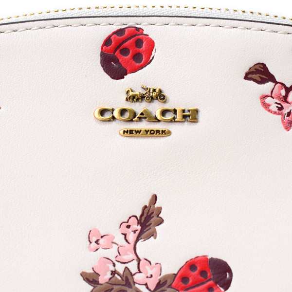 コーチ コスメポーチ COACH カーフレザー レディーバグ てんとう虫 フローラル フラワー 花柄 プリント コスメティック ケース 17  コスメ｜au PAY マーケット