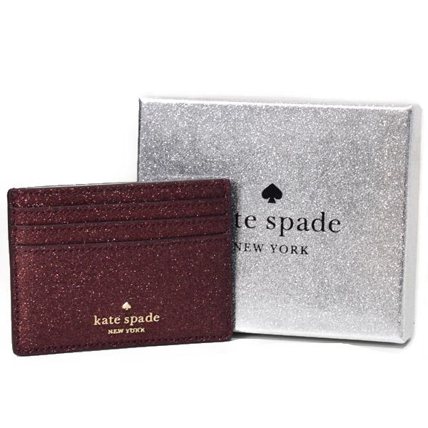 ケイトスペード カードケース katespade グリッターファブリック シミ— ラメ ロゴ スモール スリム カードホルダー 名刺入れ 定期入れ パスケース 専用BOX付き ディープノヴァ K4712