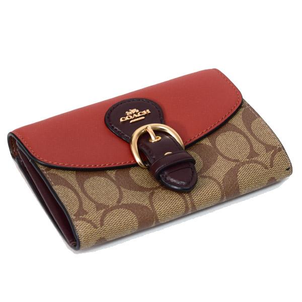 コーチ 財布 COACH コーティングキャンバス レザー シグネチャー クリオ ミディアム ウォレット 二つ折り財布 カーキマルチ C7374_2