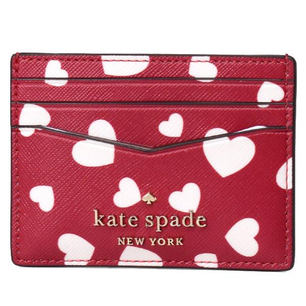 ケイトスペード カードケース katespade PVC レザー ハート ポップ プリント ロゴ スモール スリム カードホルダー 名刺入れ 定期入れ パスケース レッドマルチ K5107の通販は
