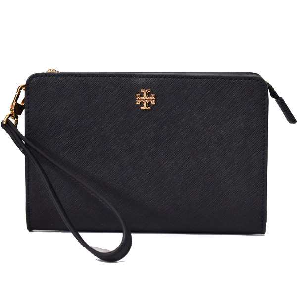 トリーバーチ 小物 TORY BURCH レザー エマーソン ロゴ リストレット ジップ クラッチ ポーチ ブラック 86079