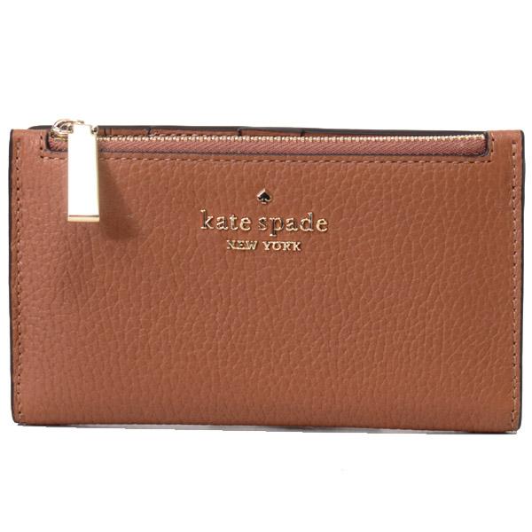 ケイトスペード 財布 katespade レザー レイラ ロゴ スモール スリム バイフォールド 二つ折り カードケース コンパクトコインケース ウォームジンジャーブレッド WLR00395の通販は