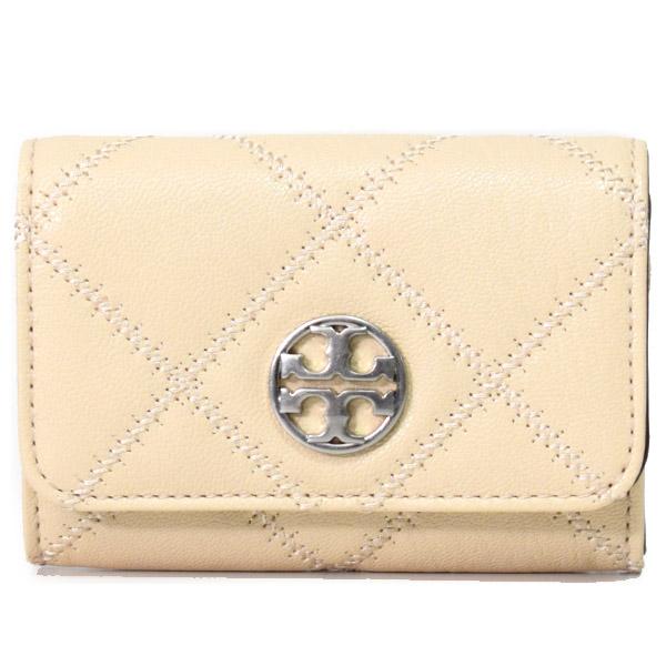 トリーバーチ カードケース TORY BURCH レザー ウィラ キルティング ロゴ 定期入れ 名刺入れ ステッチ 二つ折り カードケース ミニ ウォレット ニュークリーム 87866