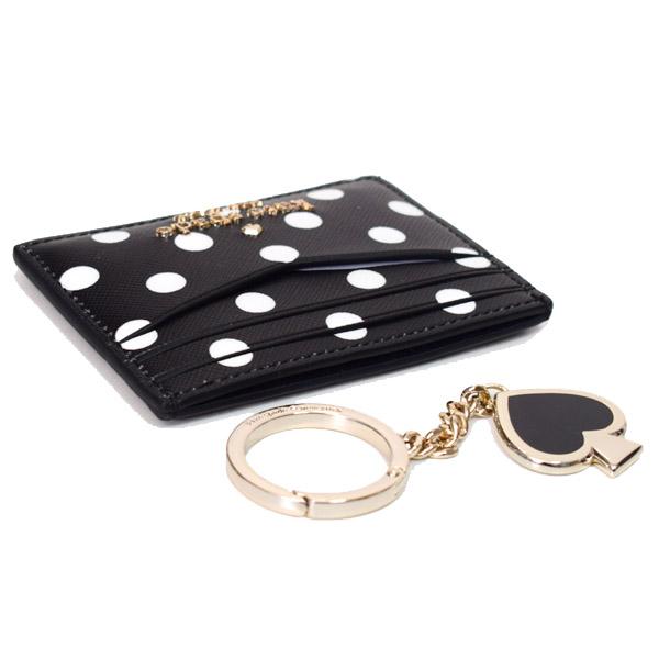 ケイトスペード カードケース katespade PVC チャーミング ドット カードホルダー カードケース キーフォブ キーホルダー 専用BOX付 2点セット ブラックマルチ K9577_2