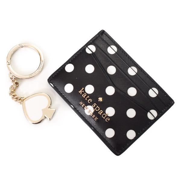 ケイトスペード カードケース katespade PVC チャーミング ドット カードホルダー カードケース キーフォブ キーホルダー 専用BOX付 2点セット ブラックマルチ K9577_3