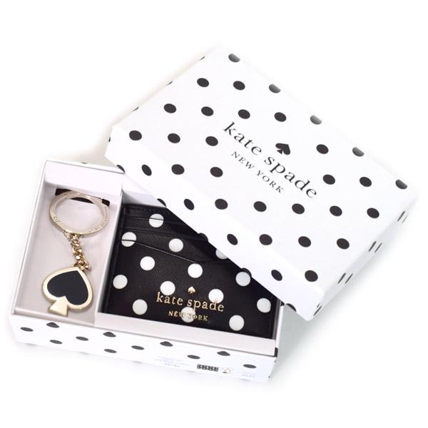 ケイトスペード カードケース katespade PVC チャーミング ドット カードホルダー カードケース キーフォブ キーホルダー 専用BOX付 2点セット ブラックマルチ K9577_5