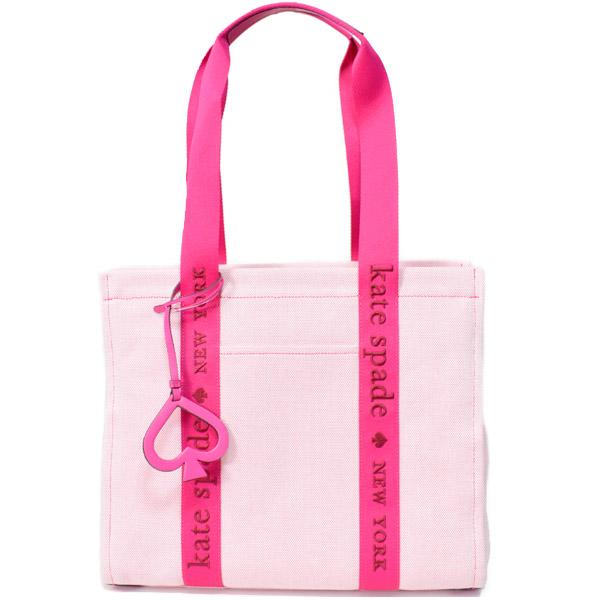 ケイトスペード バッグ katespade キャンバス ロゴ ラージ スペード チャーム トートバッグ ピンクマルチ K7304の通販は
