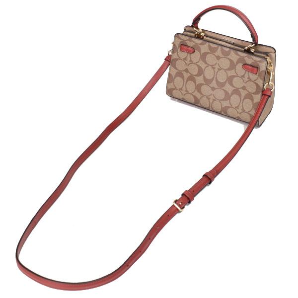 コーチ バッグ COACH コーティングキャンバス レザー シグネチャー ミニ レーン ハンドル クロスボディ 斜め掛け 2WAY ショルダー ハンドバッグ カーキチャークマルチ C8318_1