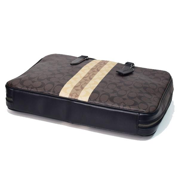 コーチ バッグ COACH メンズ コーティングキャンバス レザー シグネチャー グラハム ストライプ スリム 2WAY ビジネス ブリーフケース ショルダーバッグ マホガニーマルチ C9826