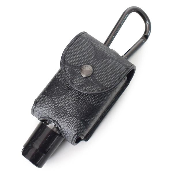 コーチ キーホルダー COACH コーティングキャンバス カーフレザー シグネチャー ハンド サニタイザー ハンドジェル 消毒液 ケース ホルダー カラビナ付き バッグチャーム キーホルダー チャコール C5593の通販は