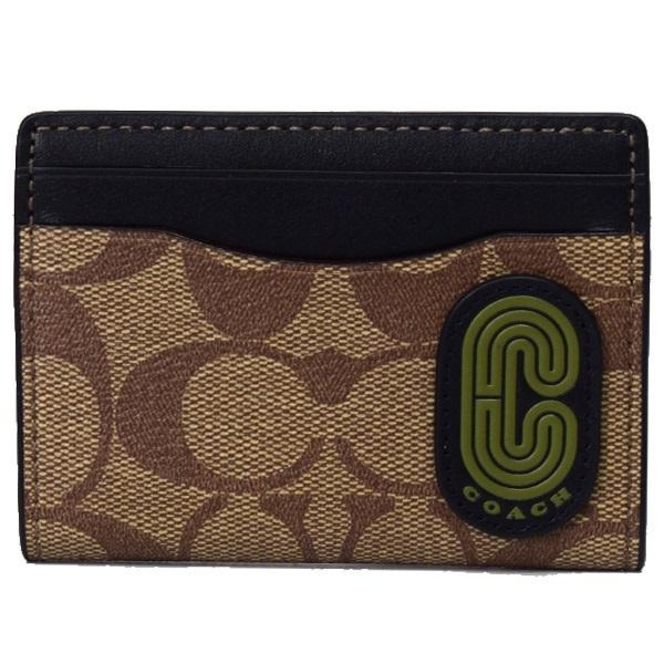 コーチ カードケース COACH コーティングキャンバス レザー シグネチャー マグネティック カードケース カードホルダー 二つ折り ID パスケース マネークリップ 定期入れ カーキ×オリーブグリーン CC083
