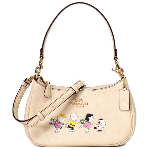 コーチ バッグ スヌーピー COACH ぺブルレザー ピーナッツ コラボ スヌーピー フレンズ テリ 2way クロスボディ 斜め掛け ショルダー ハンド バッグ アイボリーマルチ CE861