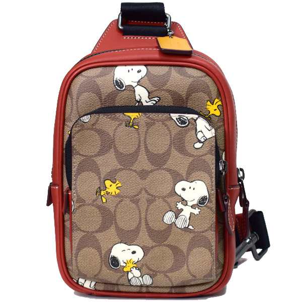 コーチ(COACH) C4465 COACH ×PEANUTS ピーナッツコラボ レザー ウエストバッグ ボディーバッグ ユニセックス (カラー：アイボリー×ネイビー系) 【ABランク】ファスナーポケット×1内側