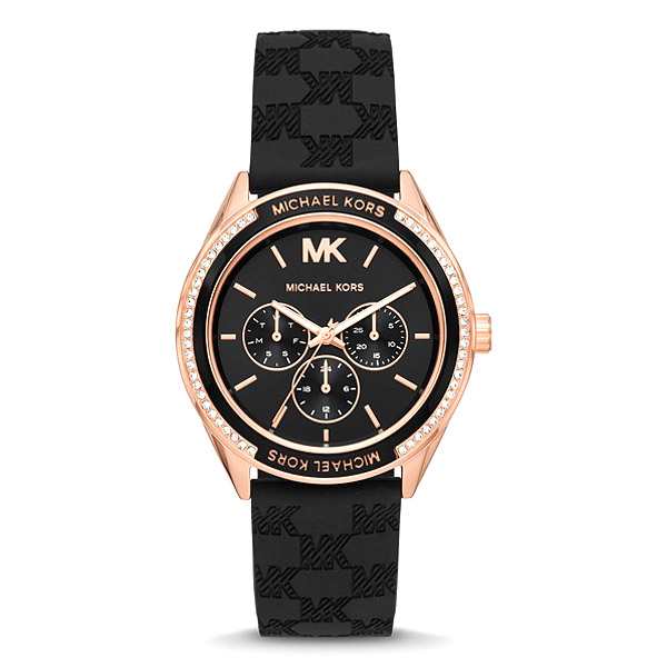 マイケルコース 時計 MK MICHAEL KORS ジェサ オーバーサイズ シリコン ステンレススチール ラインストーン ウォッチ 腕時計 ブラック MK