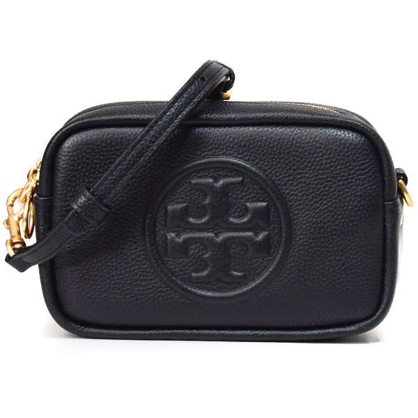 最高級のスーパー ブラックレザー ショルダーバッグ 【Tory Burch