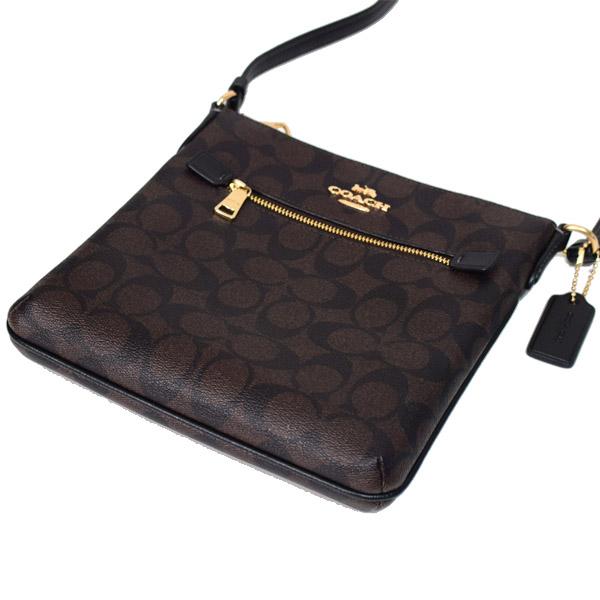 コーチ バッグ COACH コーティングキャンバス レザー シグネチャー ミニ ローワン ファイル バッグ クロスボディ 斜めがけ ショルダーバッグ ブラウン×ブラック CF340 コーチ バッグ COACH コーティングキャンバス レザー シグネチャー