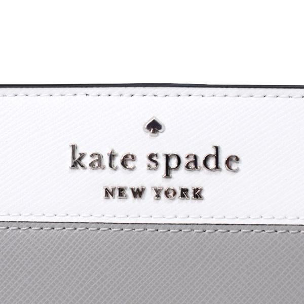 ケイトスペード 長財布 katespade サフィアーノレザー ステイシー カラーブロック ロゴ ラージ スリム バイフォールド 二つ折り カードケース 財布 ニムバスグレー WLR00122_3