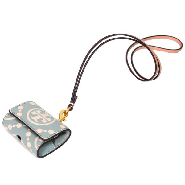 トリーバーチ エアーポッズケース プロ 第3世代 TORY BURCH レザー ロゴ ストラップ付 イヤホン airpods pro 3rd エアーポッズ ケース ブルーセラドン 88185