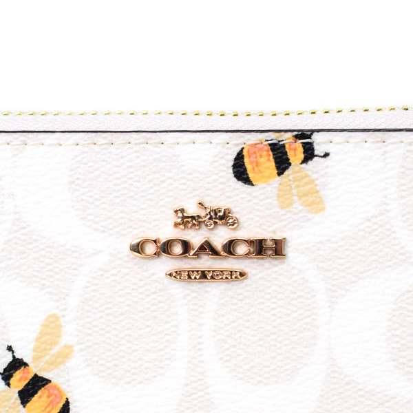 コーチ COACH 長財布 コーティングキャンバス レザー ハニービー 蜂 