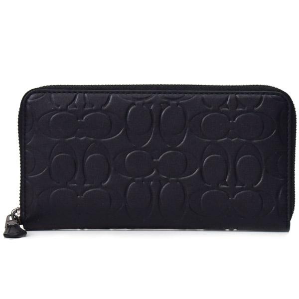 コーチ メンズ 長財布 COACH カーフレザー シグネチャー 型押し アコーディオン ウォレット ジップ アラウンド 長財布 ブラック CE551