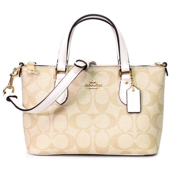 コーチ バッグ COACH コーティングキャンバス レザー シグネチャー ミニ ギャラリー 2WAY クロスボディ ショルダー ハンドバッグ ライトカーキ×チャーク CH468