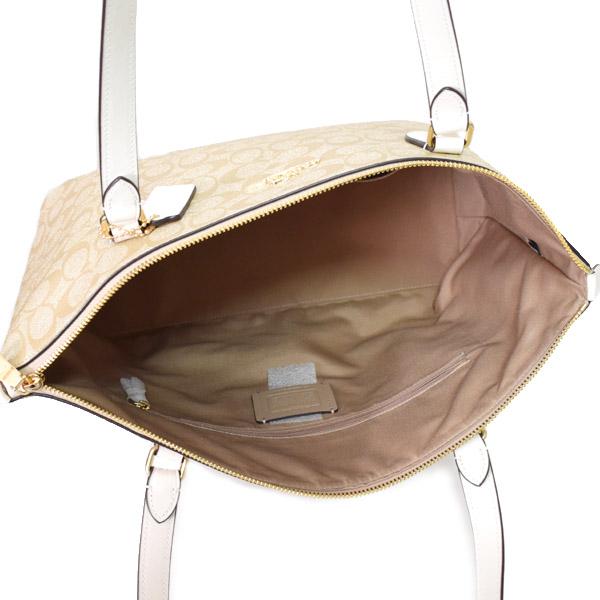 コーチ バッグ COACH コーティングキャンバス レザー シグネチャー ギャラリー ジップ トートバッグ ライトカーキ×チャーク CH504_3