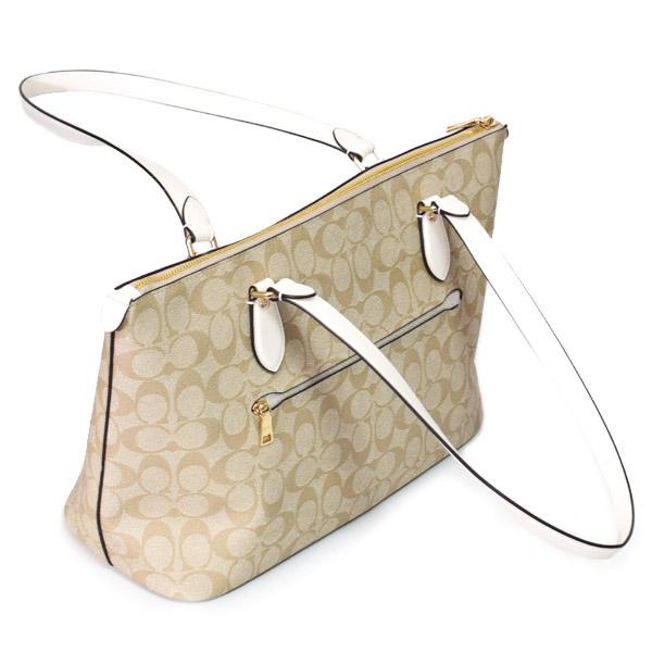 コーチ バッグ COACH コーティングキャンバス レザー シグネチャー ギャラリー ジップ トートバッグ ライトカーキ×チャーク CH504_1