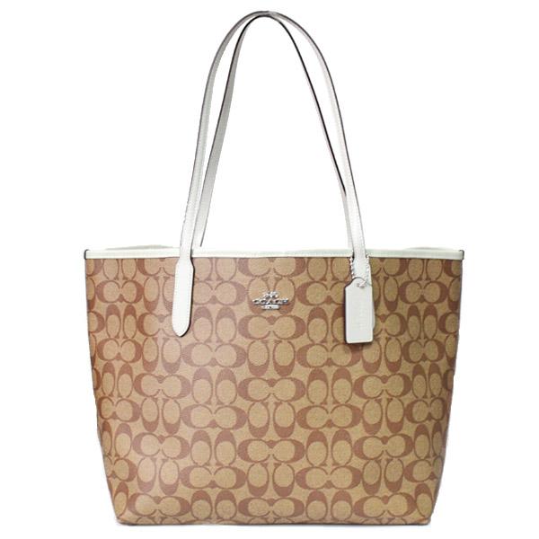コーチ バッグ COACH コーティングキャンバス スムースレザー シグネチャー シティ トートバッグ ブラウン×ブラック coach5696 コーチ バッグ COACH コーティングキャンバス スムースレザー