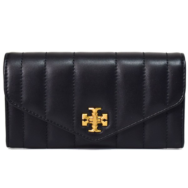 トリーバーチ 長財布 TORY BURCH レザー キラ キルティング ターンロック ロゴ フラップ ウォレット 長財布 ブラック×ロレッドゴールド  ｜au PAY マーケット