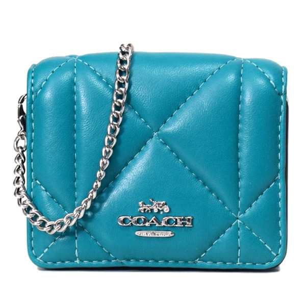 コーチ 財布 COACH レザー キルティング チェーン ミニ ウォレット カードケース カードポーチ 定期入れ 名刺入れ ポーチ コインケース の通販は 24,900円