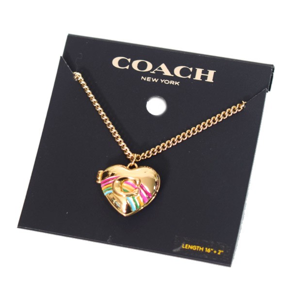 コーチ ネックレス COACH プレーテッドブラス エナメル レインボー